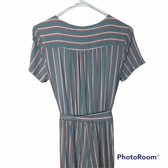 Brandy Melville romper/jumpsuit striped with belt button up Size O/S - Picture 3 of 8